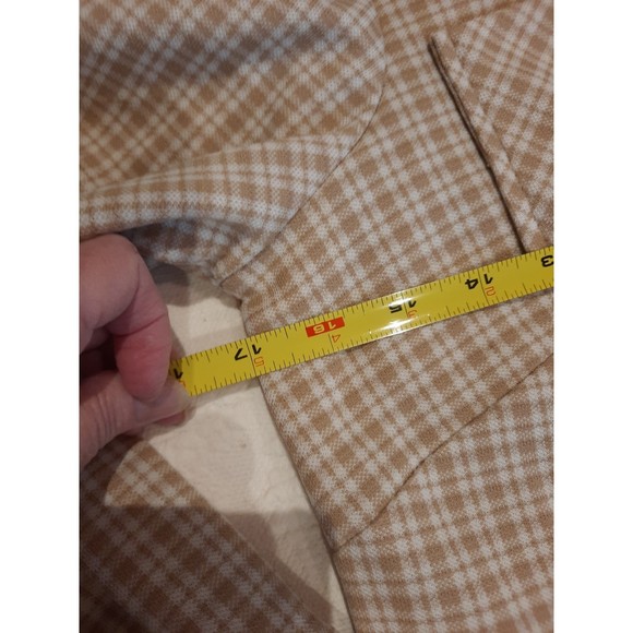 Vintage Jennifer Gee Pant Suit Brown Plaid, 1960's, 70's Double Knit Fabric - Picture 8 of 15